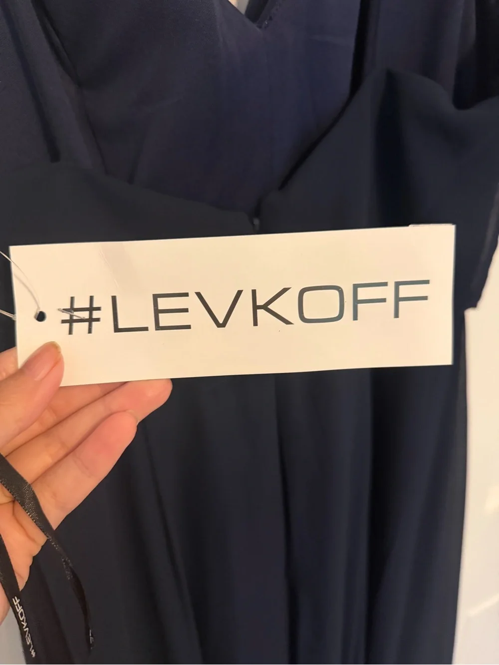 LEVKOFF Navy Chiffon Maxi Formal Dress Size 8 Bridesmaid Twist Front‎ Gown